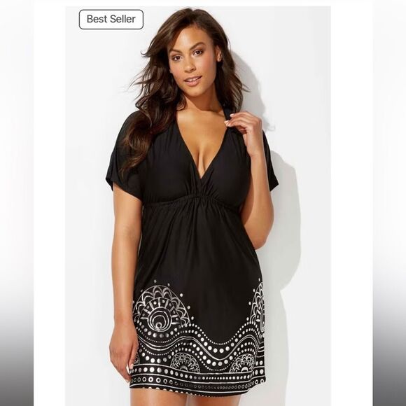 NWT Swimsuits for All KATE V-NECK COVER UP DRESS size 10/12 - Picture 1 of 13